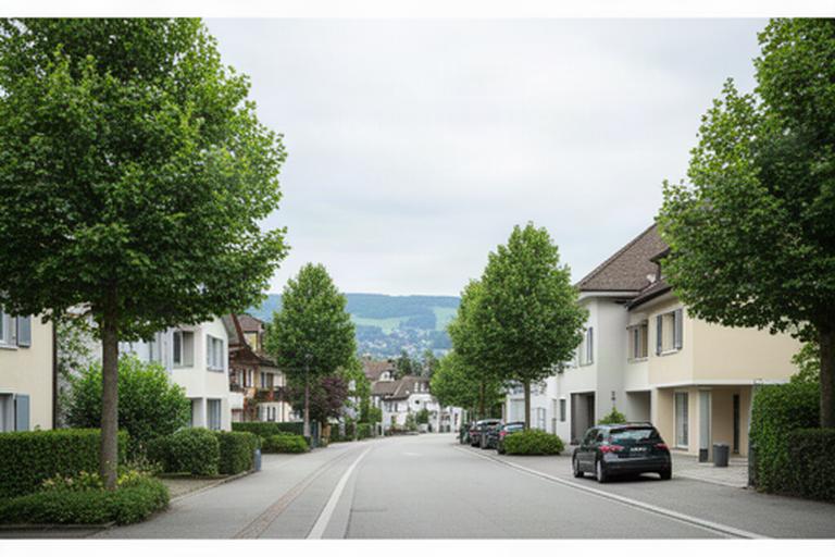 Strassenszene in Fällanden bei Zürich mit ruhiger Umgebung nahe dem Beratungsstandort